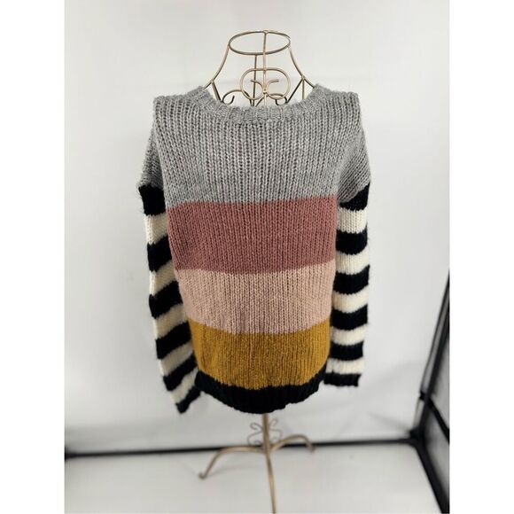 John + Jenn Womens Size Small Multi Color Striped Knit Crew Neck Sweater - Picture 9 of 9